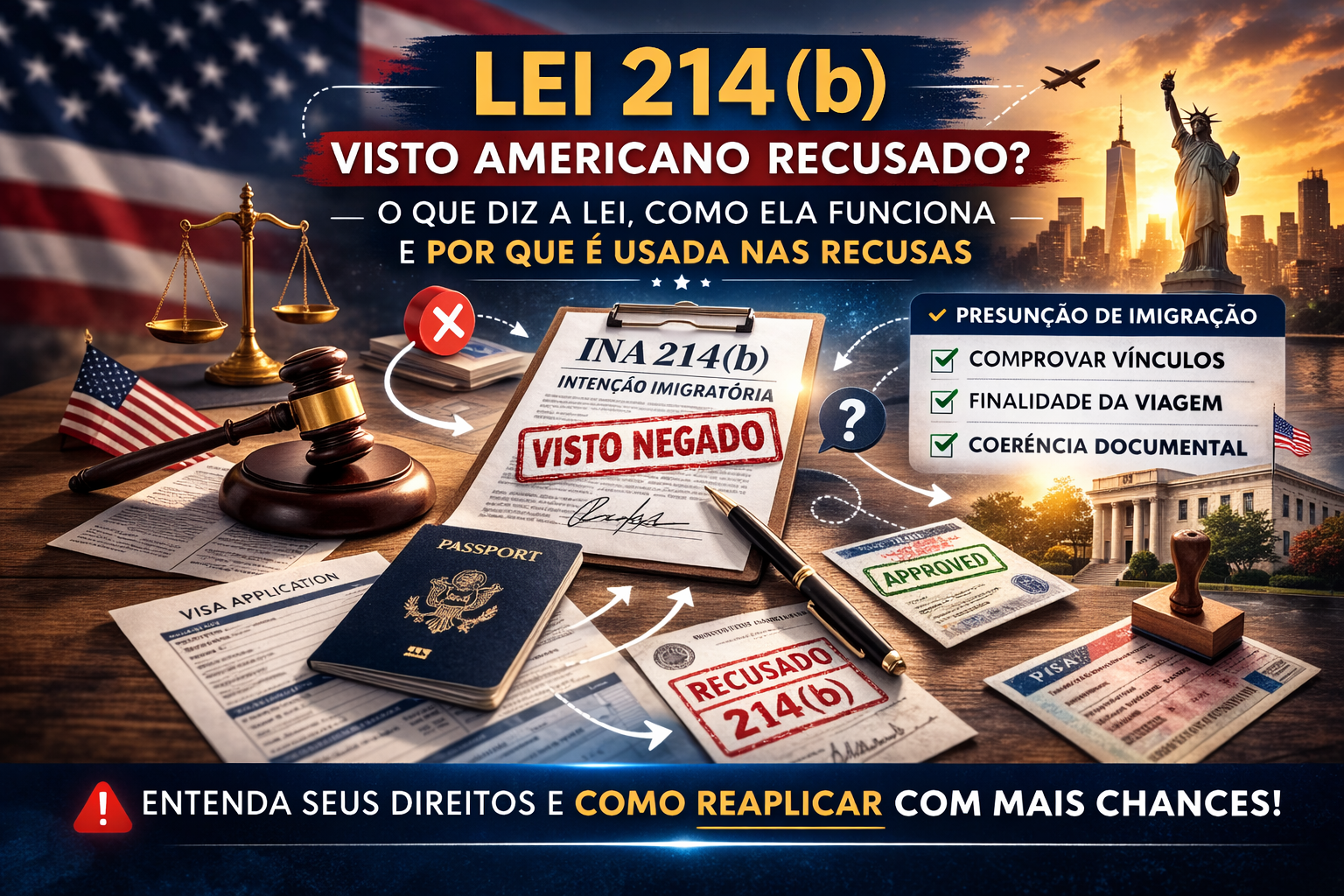 Lei 214(b): o que é, o que diz a lei e por que ela é usada nas recusas de visto americano